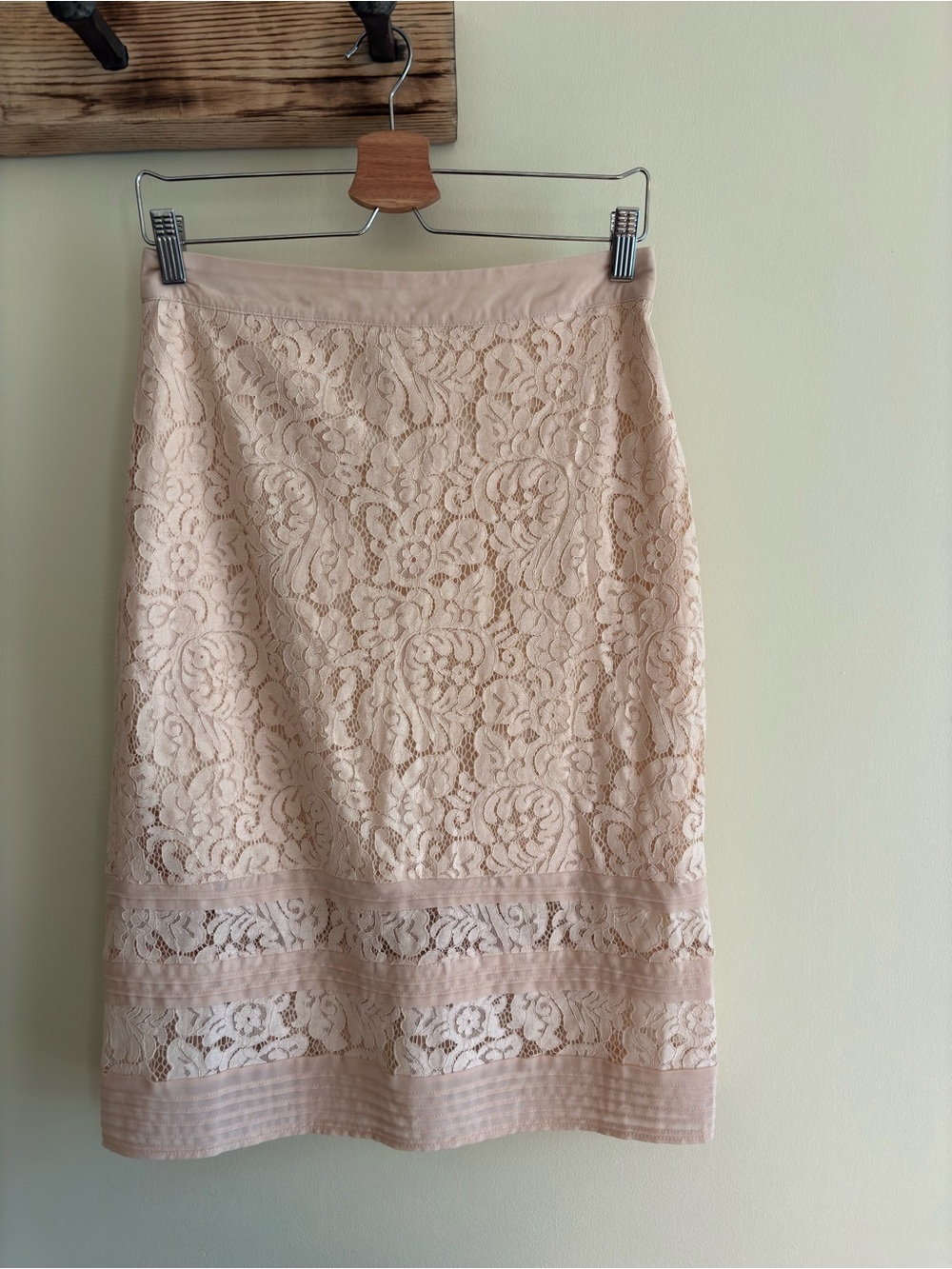 169.) Blush Pink / Lace Pencil Skirt